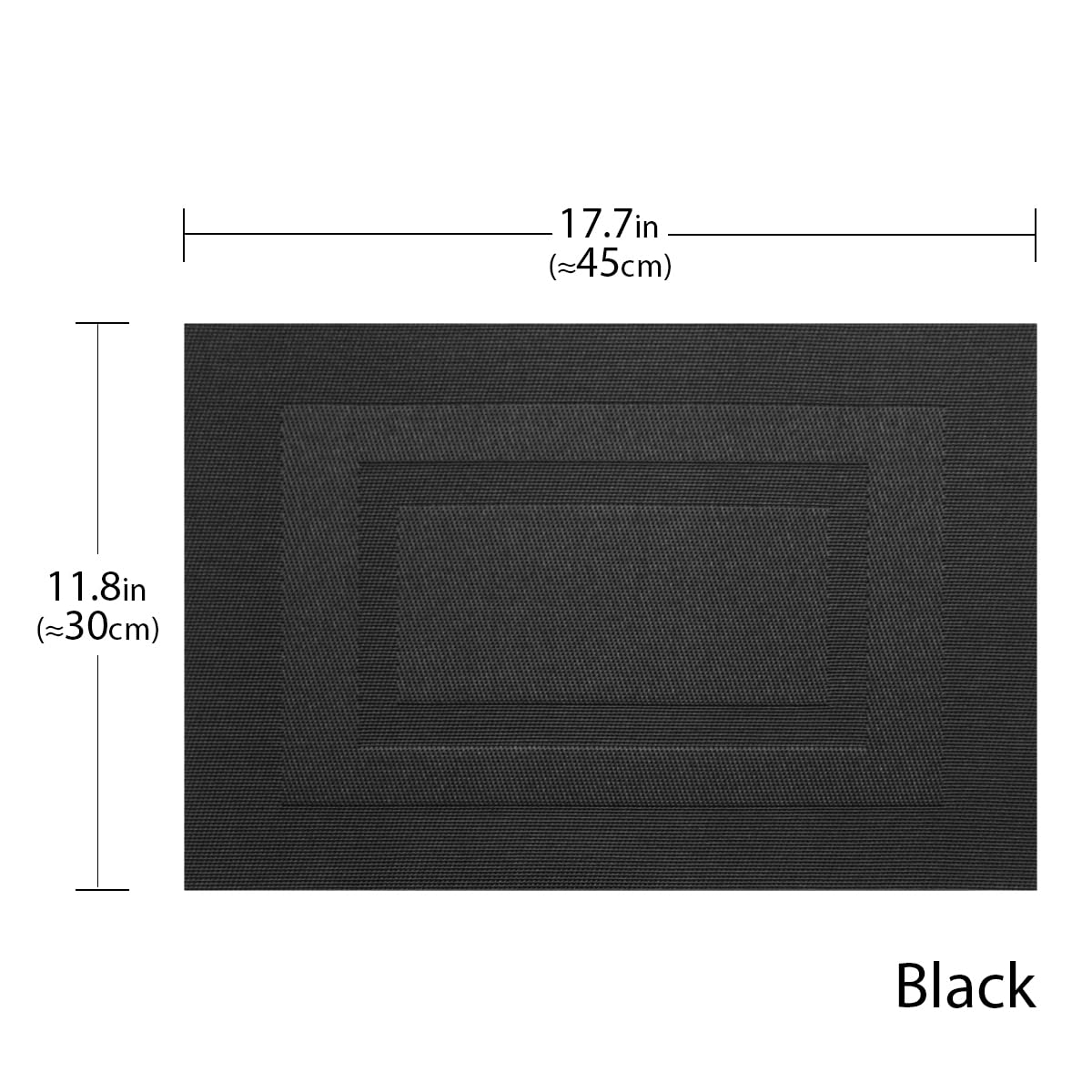 PIGCHCY Placemats Set of 8 Washable Durable Placemat Vinyl Heat Resistant Non-Slip Table Mats Indoor Outdoor (Pure Black)