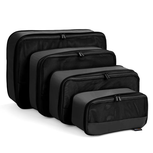 4 Piece Compression Packing Cubes for Suitcases and Backpack, Lightweight Travel Packing Organizers, Space Saving Luggage Bags (Black)