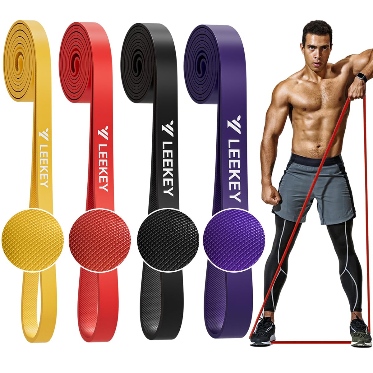 LEEKEY Resistance Bands Set for Pull-Up Assistance & Full-Body Training, Multi-Level Exercise Bands with Bag for Home Workouts, Physical Therapy, Strength Training (Men/Women)