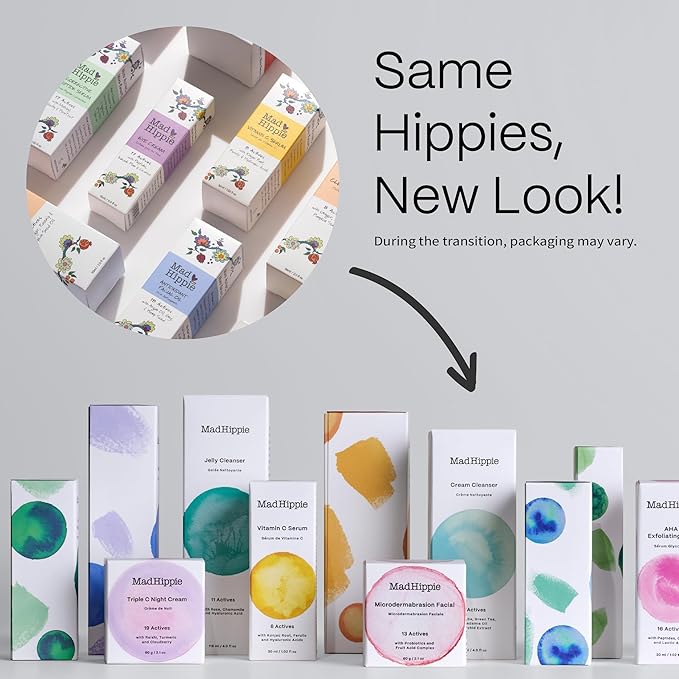 Mad Hippie Skin Brightening Kit – Vitamin C Serum, AHA Exfoliating Peel + Triple C Night Cream, Travel Essentials