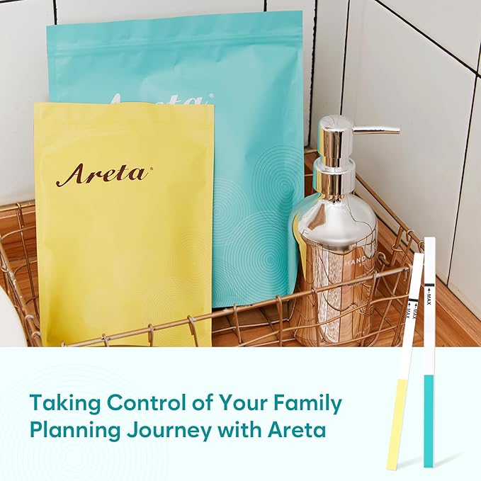 Areta Ovulation & Pregnancy Test Strips: 100 Ovulation Strips & 30 Pregnancy Tests Combo Kit | Accurate at-Home Fertility Tracker | Highly Sensitive Early Pregnancy Detection | 100 LH + 30 HCG