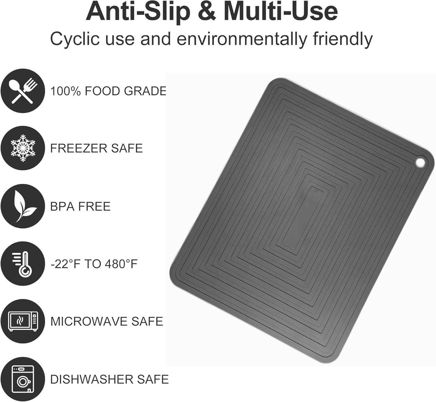 Silicone Trivets Mats Set 2, Silicone Trivets for Hot Dishes, 9 x 12 Trivets for Hot Pots and Pans, Oliver Green Silicone Hot Pads for Kitchen, Multi-Purpose Heat Resistant Pot Holder Mats