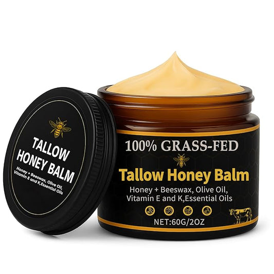 Eloix Beef Tallow for Skin, Noluria Organic Grass-Fed Beef Tallow Balm,Tallow and Honey Balm with Raw Honey, Olive Oil - Body & Face Moisturizer, Soothes and nourishes for Dry & Sensitive Skin