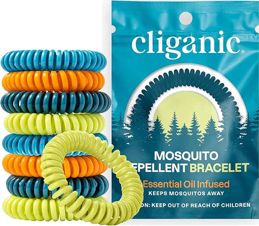 Cliganic 25 Pack Mosquito Repellent Bracelets, DEET-Free Bands, Individually Wrapped (Packaging May Vary)