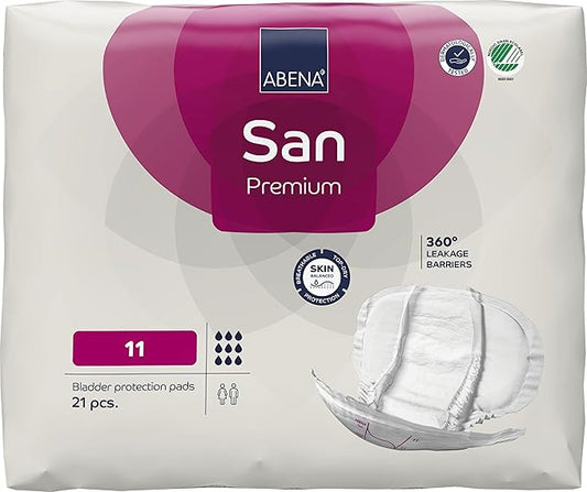Abena San Premium Incontinence Pads, Heavy Absorbency, (Sizes 8 to 11), Size 11, 168 Count