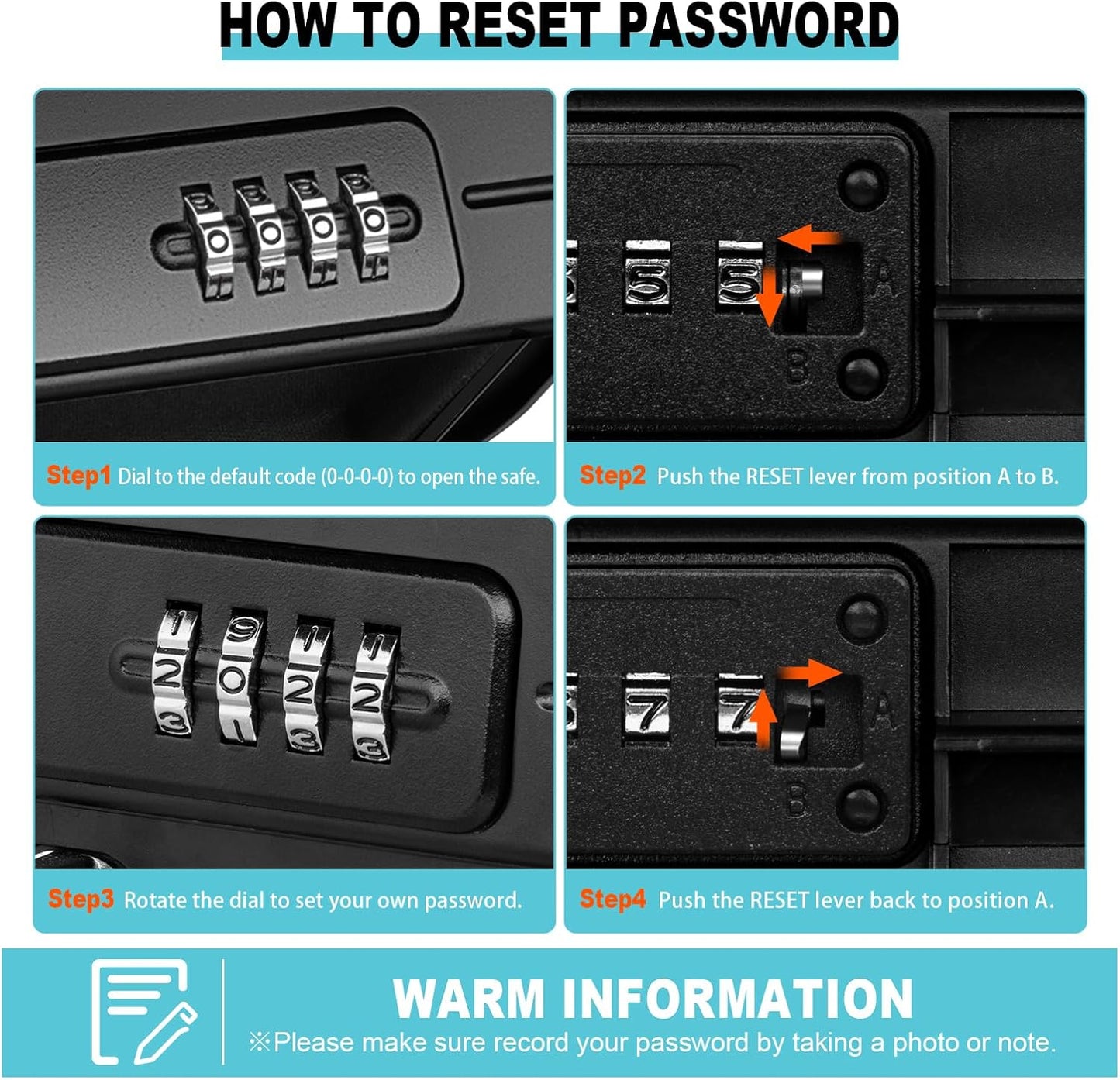 BKNOOU Portable Safe with Removable Chain, Anti-Theft Beach Safe Box, Waterproof Combination Lock Box for Travel, Dorm, Beach, Hotel, Car, Home, Office