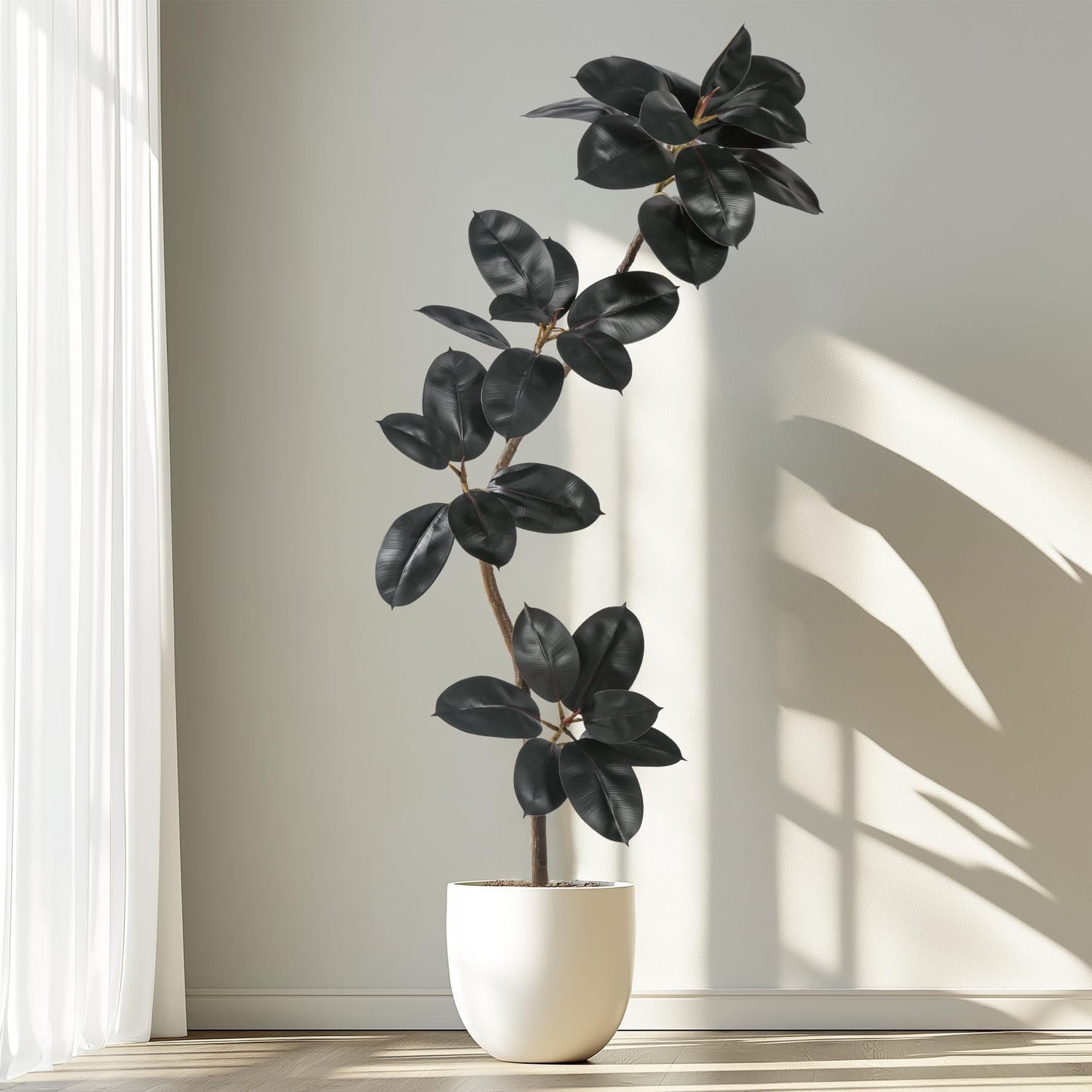 Bailikang 5.2ft Artificial Rubber Tree Faux Plants Indoor Faux Floor Artificial Trees Indoor,Fake Plant Fake Tropical Plants,Large Floor,Real Touch Rubber Tree for Home Decor