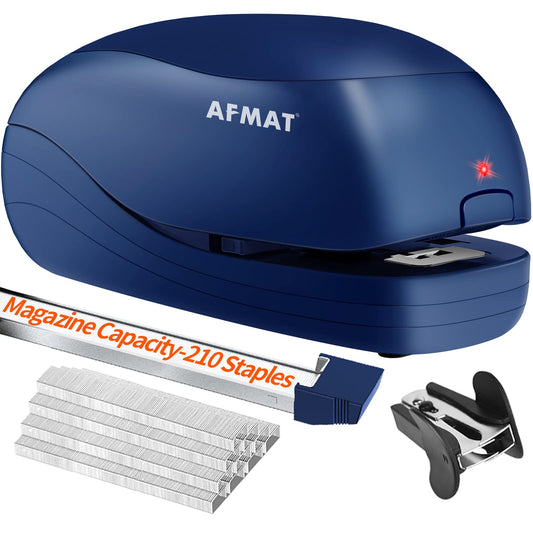 Electric Stapler for Desk, Automatic Stapler Desktop, Office Staplers Electric, AC or Battery Powered Staplers Heavy Duty Office Use, with Reload Reminder & Release Button, 25 Sheets Capacity, Blue