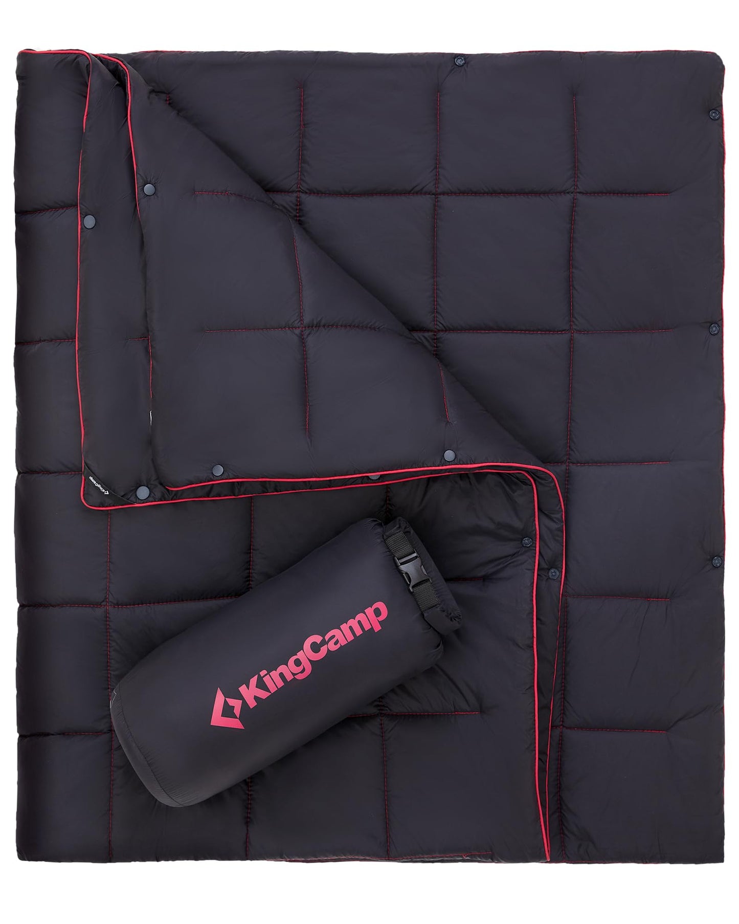 KingCamp Ultralight Camping Blanket, Packable Down Alternative Puffy Wearable Blankets Weatherproof Warm Package Quilt with Snap Buttons for Outdoor Hiking Travel Picnic Stadium (69" x 53", Charcoal)