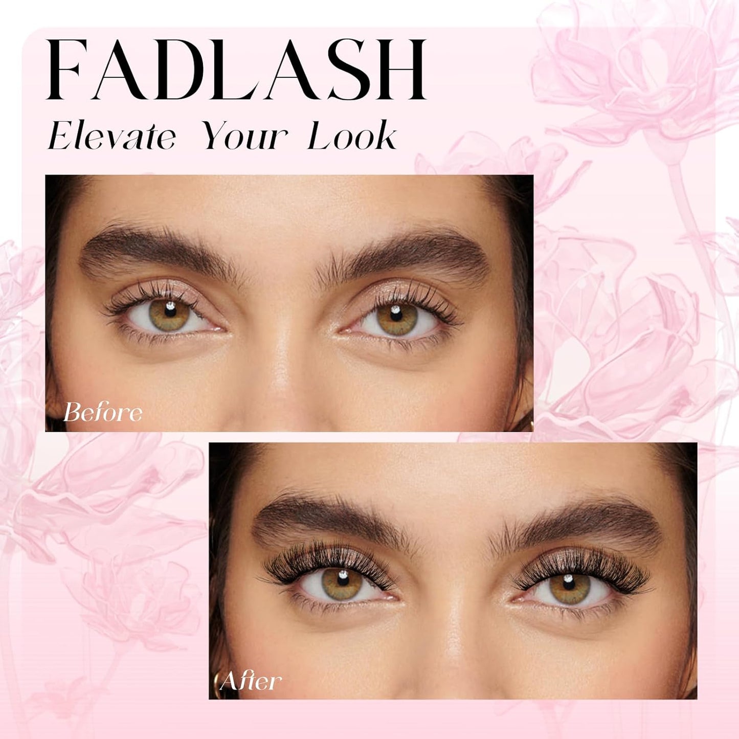 FADLASH False Eyelashes Fluffy and Voluminous Cat Eye Lashes with Thin Band Wear Comfortable Black Fake Lashes, Pack 7 Pairs, XH42