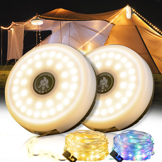 Camping String Lights, 4 in 1 Outdoor Camping Lantern with 8 Lighting Modes(32.8Ft), Quick 30s Recovery, Waterproof, Type-C Fast Charging, Portable Camping Lights for Camping/Yard/Hiking