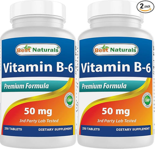 Best Naturals Vitamin B6 50 mg 250 Tablets (250 Count (Pack of 2))