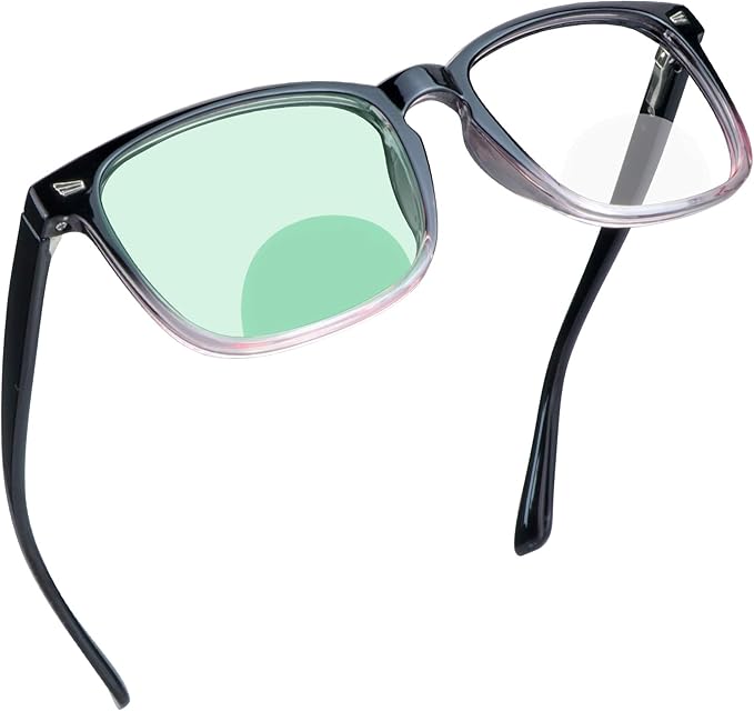 YEIN Bifocal Reading Glasses with Blue Light Blocking Lenses, Bifocal Reader for Women and Men, Vintage Square frame with Spring Hinge (+0.50/+2.25 magnification)