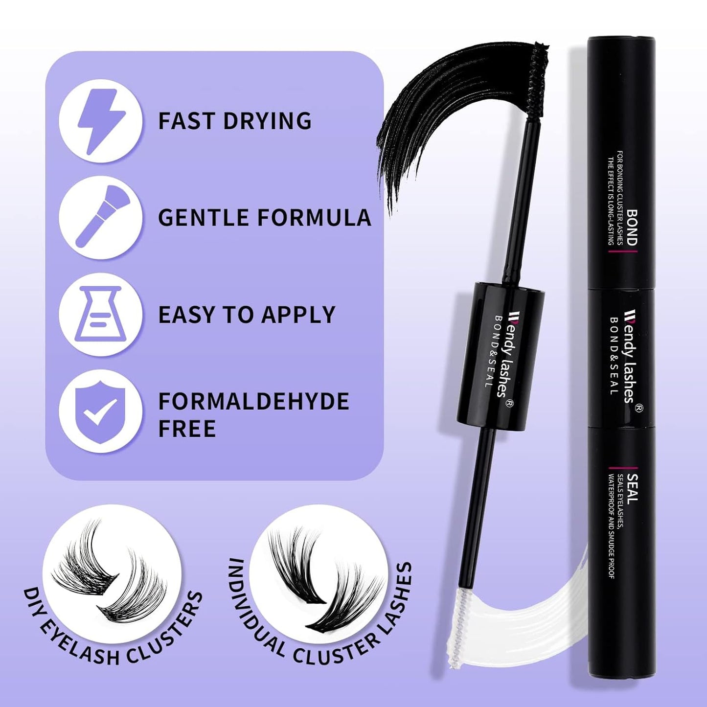 Lash Clusters Kit for Using at Home: Ultra-light, DIY, Natural, Fluffy, Wispy, Waterproof, Anime, Manga, Cat Eye, C Curl, 12-16mm, 40P+50P, Wendy, RT318
