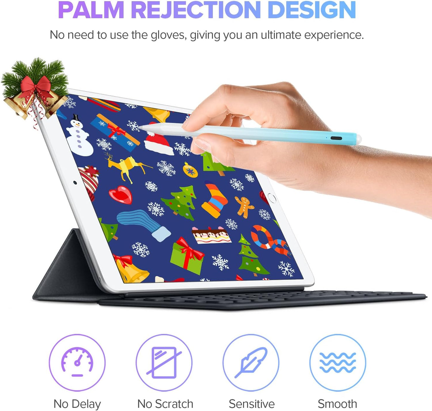Stylus Pen for iPad 6th-11th Generation-2X Fast Charge Active Pencil Compatible with 2018-2025 Apple iPad Pro 11"/12.9"/M4, iPad Air 3/4/5/M2/M3,iPad mini 5/6 Gen-White Blue