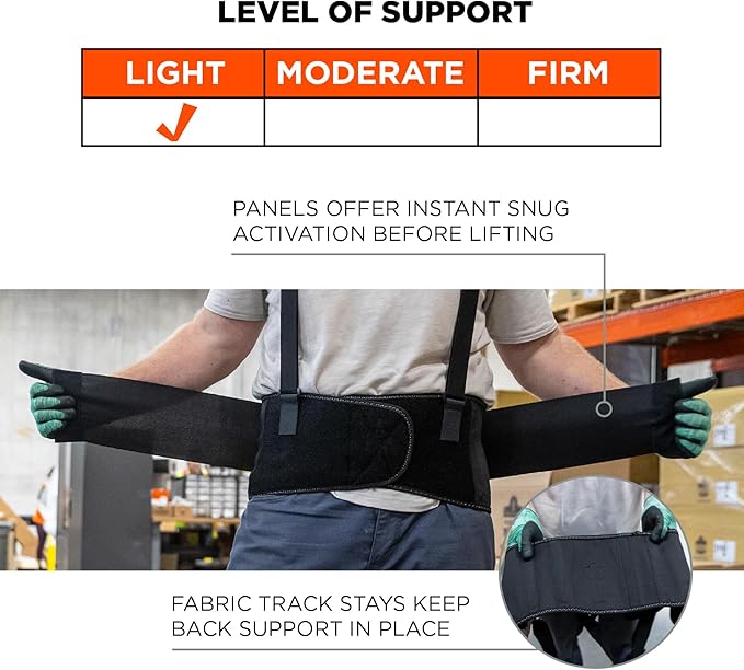 Ergodyne ProFlex 1650 Back Support Belt, 7.5" Elastic, Adjustable, Removeable Straps