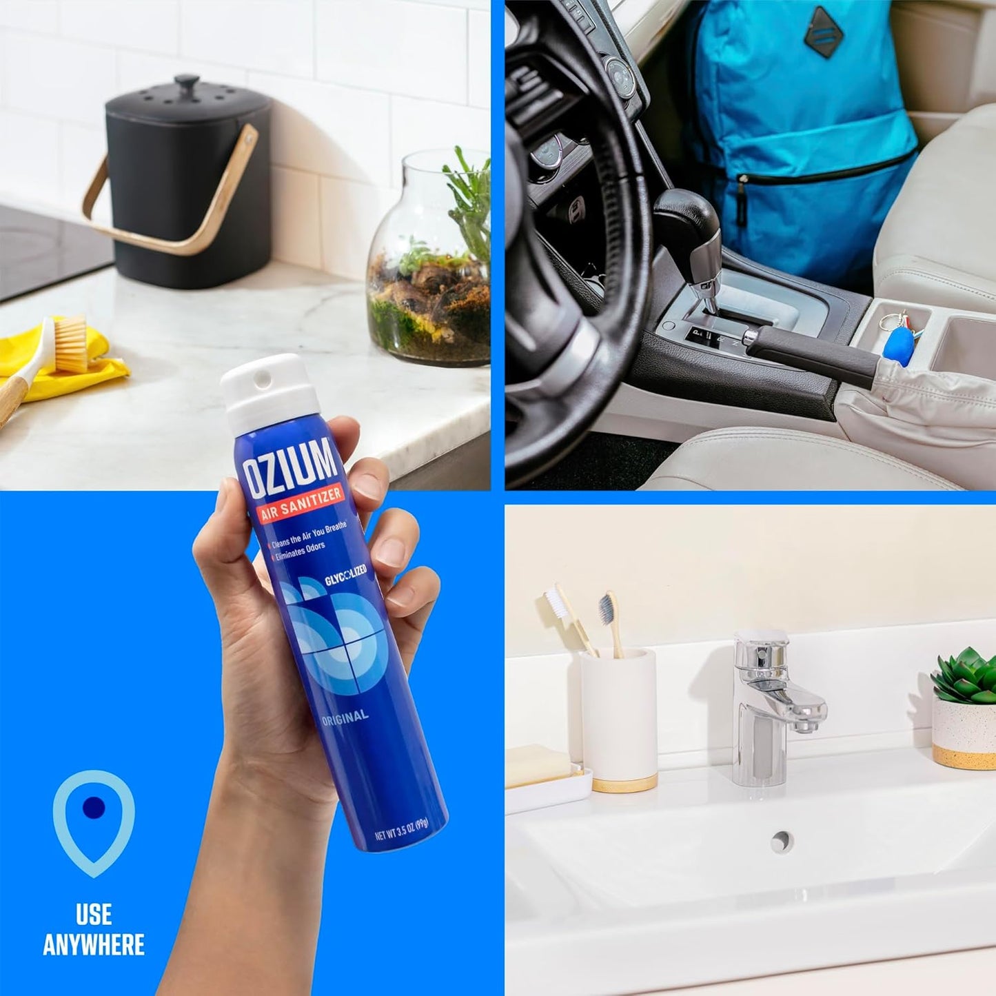 Ozium 3.5 Oz. Air Sanitizer & Odor Eliminator for Homes, Cars, Offices and More, Carbon Black Scent, 2 Pack