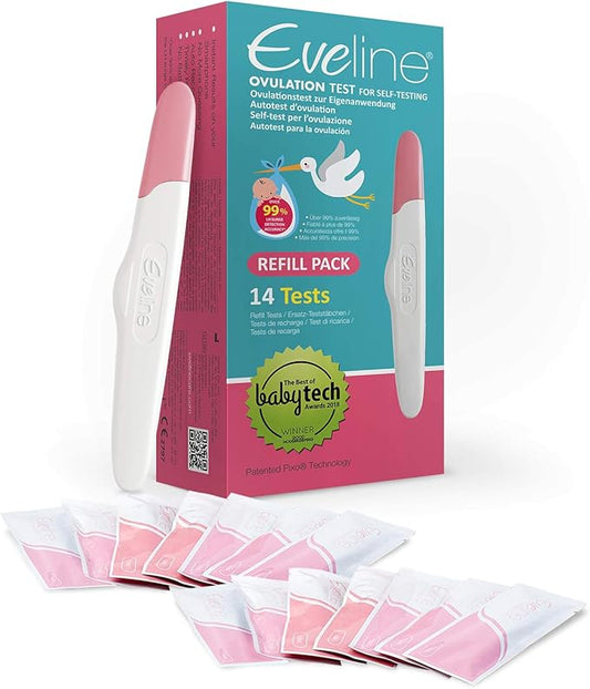 Eveline Digital Ovulation Test - 14 Ovulation Test Strips, Digital Results Powered by Eveline App, Refill Pack for Easy at Home Ovulation Predictor Kit