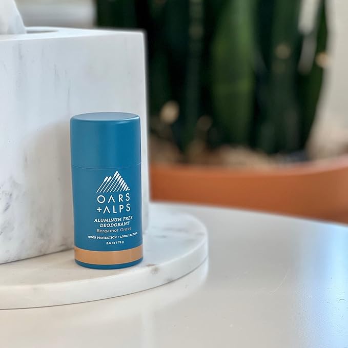 Oars + Alps Aluminum Free Deodorant for Men and Women, Dermatologist Tested and Made with Clean Ingredients, Travel Size, Bergamot Grove, 1 Pack, 2.6 Oz