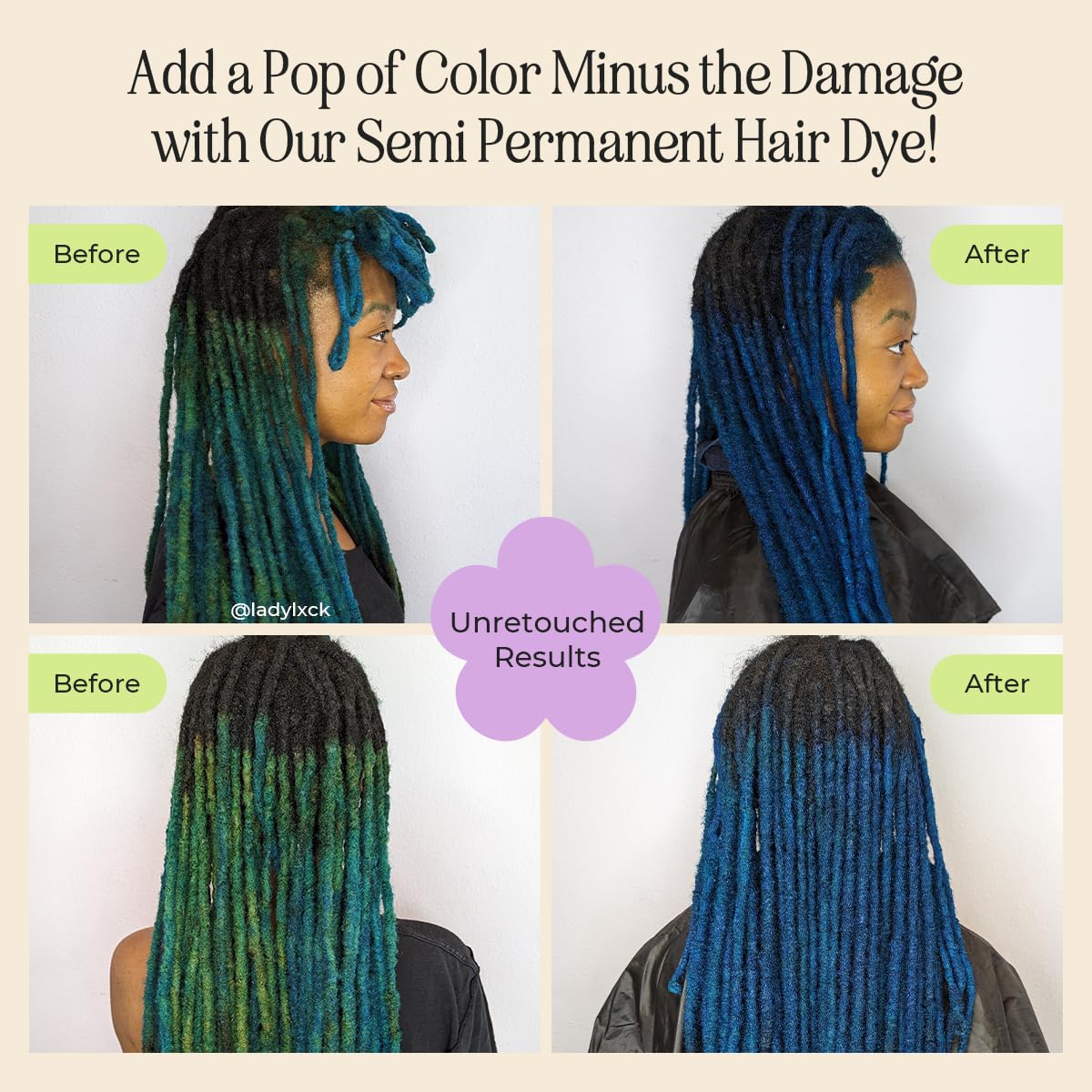 INH Semi Permanent Hair Color | Color Depositing Conditioner, Aquamarine Hair Dye | No Bleach No Peroxide Temporary Blue Green Tint for Women, Men | Vegan, Ammonia Free, Sulfate Free, Ready to Use 6oz