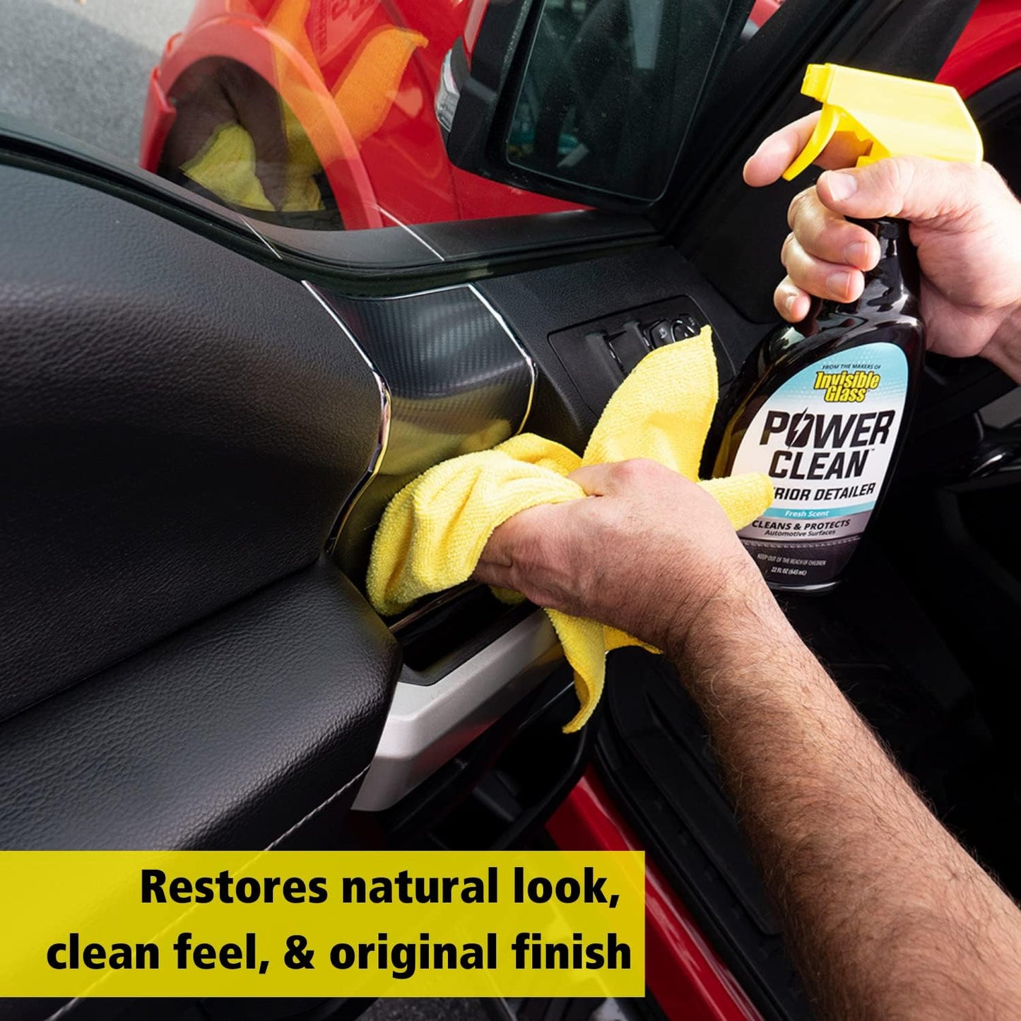 Invisible Glass 92024-6PK Power Clean Automotive Interior Detailer Cleaner Protectant and Conditioner to Restore Interior Surfaces Prevent Fading, 22 Fl Oz, Pack of 6