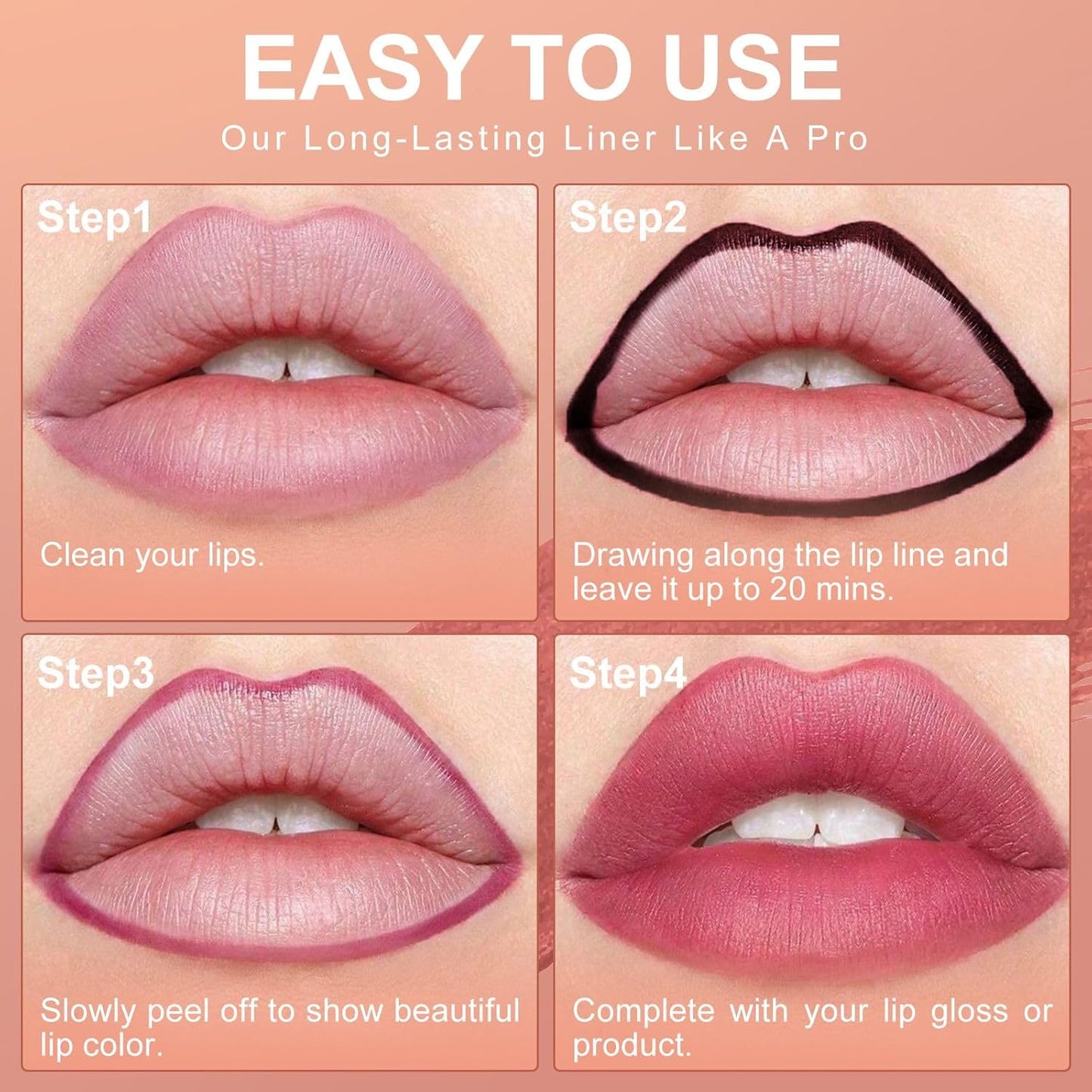 OETUIOW Lip Stain - All Day Lip Stain Peel Off, Naturally Moisturizing Lightweight Glow-Boosting Non-Sticky, Vegan Lip Makeup Gift for Her (Nude)