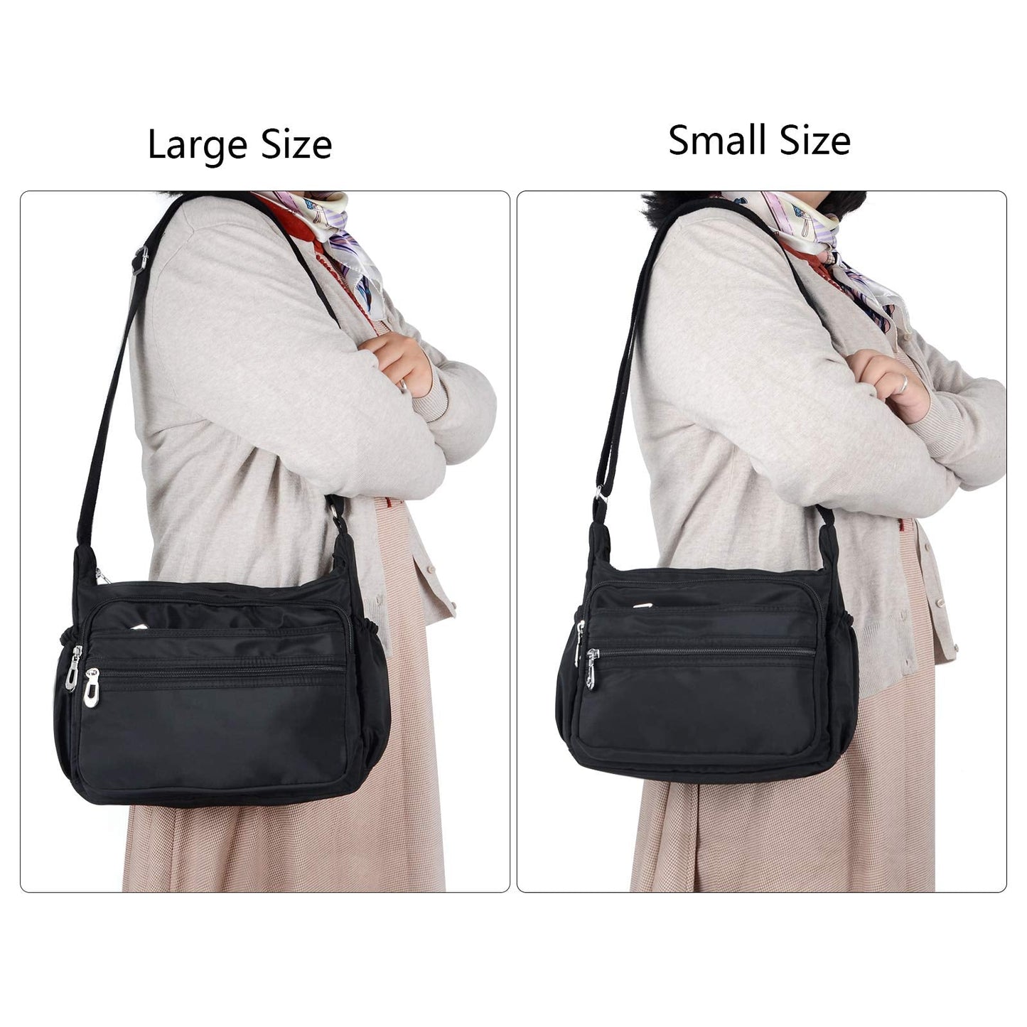 NOTAG Crossbody Bag for Women Waterproof Shoulder Bag Messenger Handbags Casual Nylon Purse Handbag (Large 11inches, Purple)