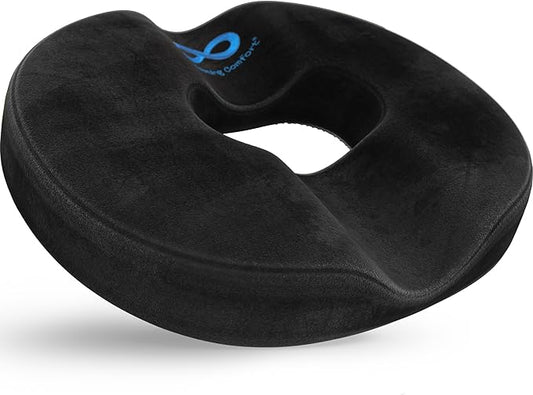 Everlasting Comfort Memory Foam Donut Pillow for Tailbone Pain Relief - Ergonomic Hemorrhoid Pillow for Sitting - Machine Washable, Anti-Slip - Ideal Donut Seat Cushion for Postpartum Pregnancy