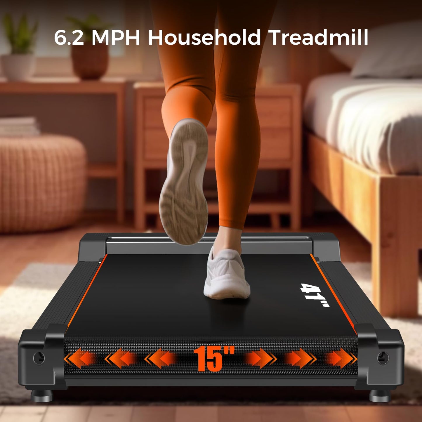 ApexNexus Treadmill with Handles, Portable Small Treadmills for Home and Office, 3.0HP Folding Walking Pad with 300 lbs Capacity, Cup Holder, LED Display and 12 Preset Programs