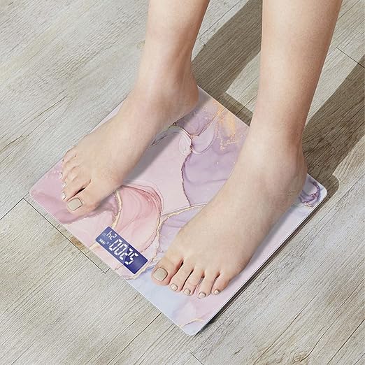 Weight Scale Digital Bathroom Scale Scale for Body Weight 400 lbs Personalized Digital Scale with Backlit Display Easy Read(Battery Not included) - Pink Marble