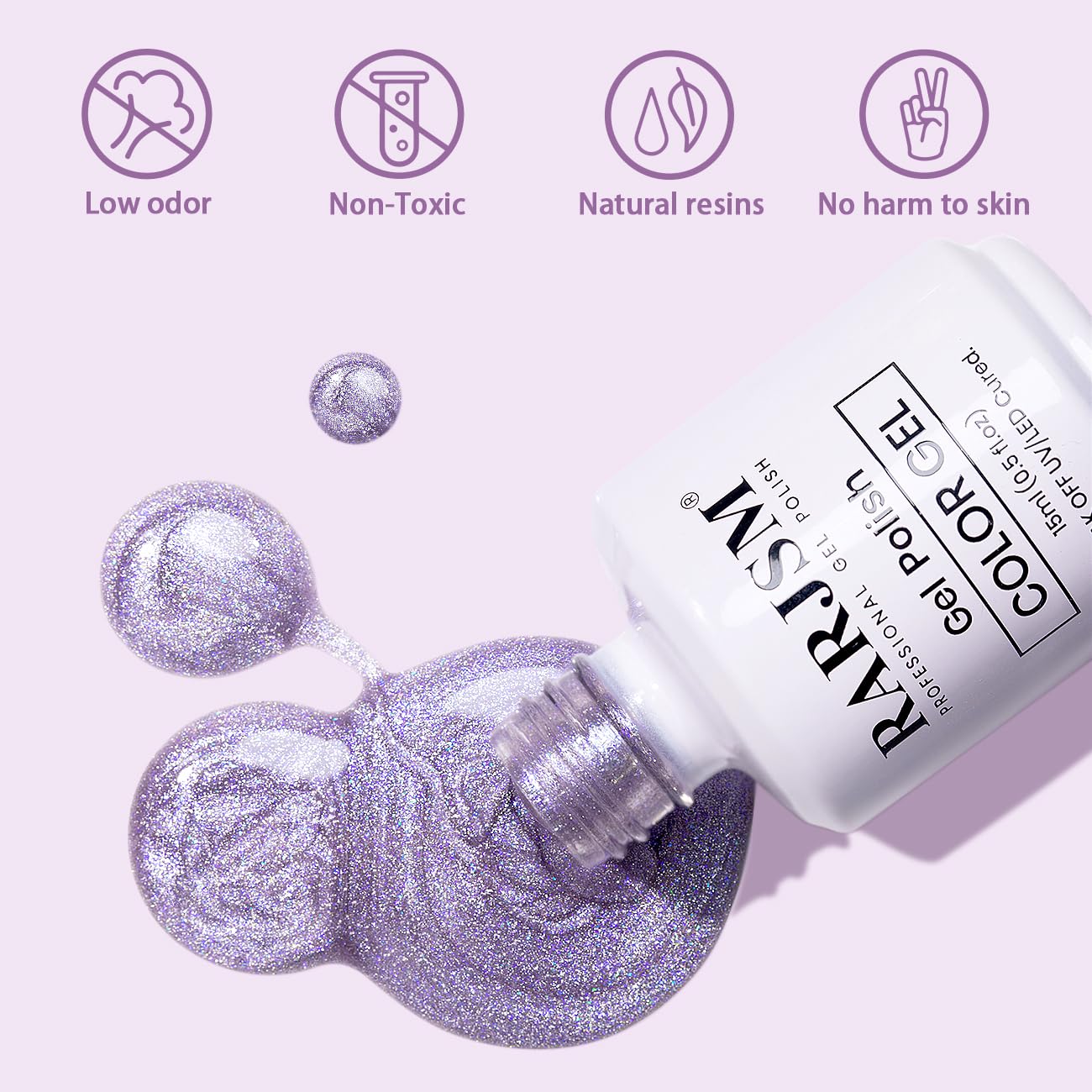 RARJSM Cat Eye Gel Nail Polish Aurora Violet Purple Velvet Silver Glitter Universal Galaxy Shimmer Ice Gel Polish with Magnet Stick Single Bottle 15ml LED UV Curing Requires Soak Off Salon Home