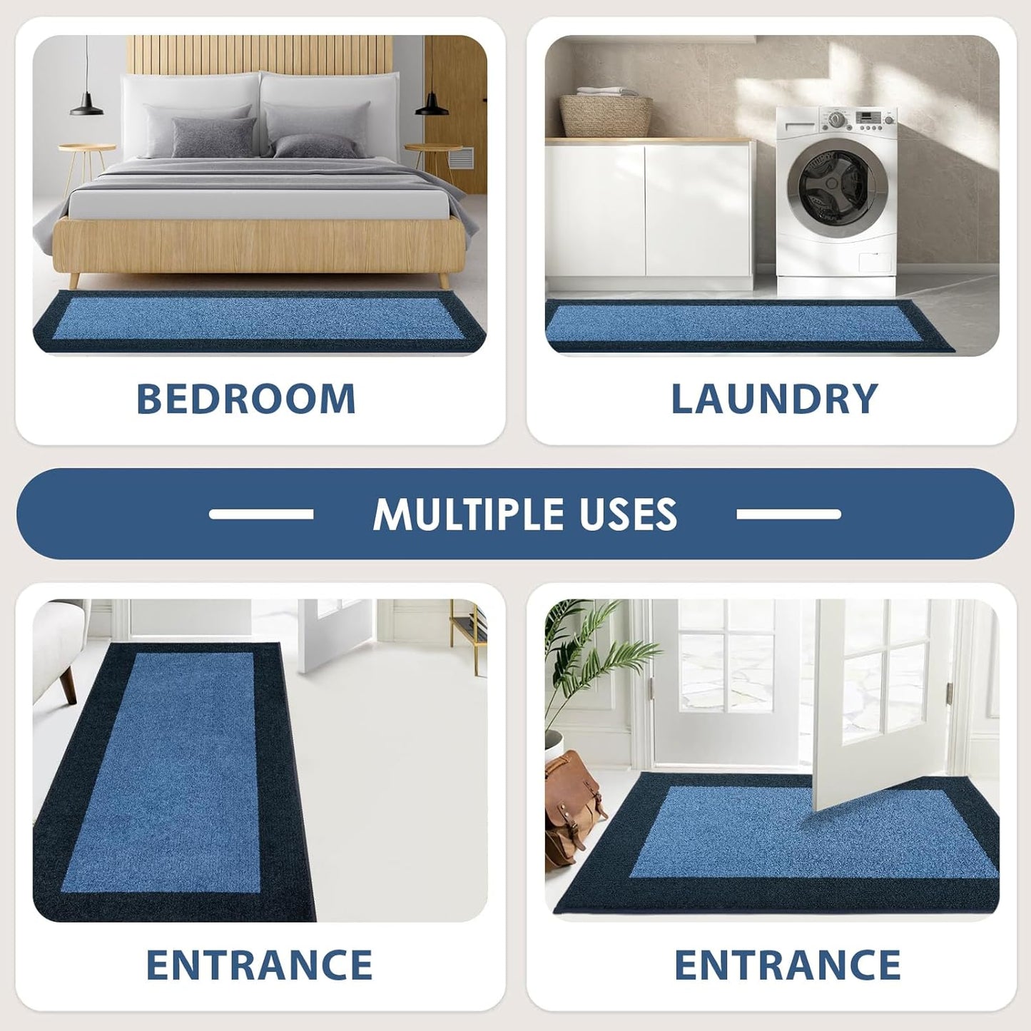 Machine Washable Throw Rug 24" x 36", Non Slip Kitchen Mat for Floor, Absorbent Entryway Rug for Kitchen, Bathroom, Door