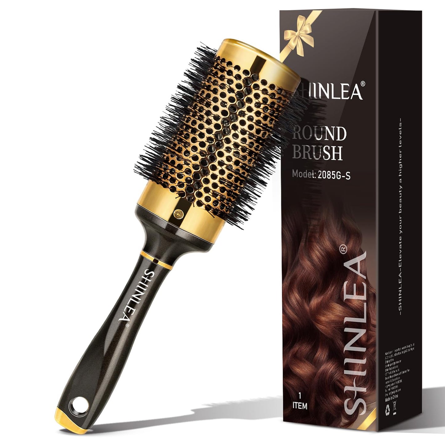 Large Round Brush for Blow Drying, Aluminum Round Hair Brushes for Women, Roller Brush for Blow Drying and Styling, Gold, For Curly and Straight-2 Inch Barrel, 2.95 Inch with Bristles