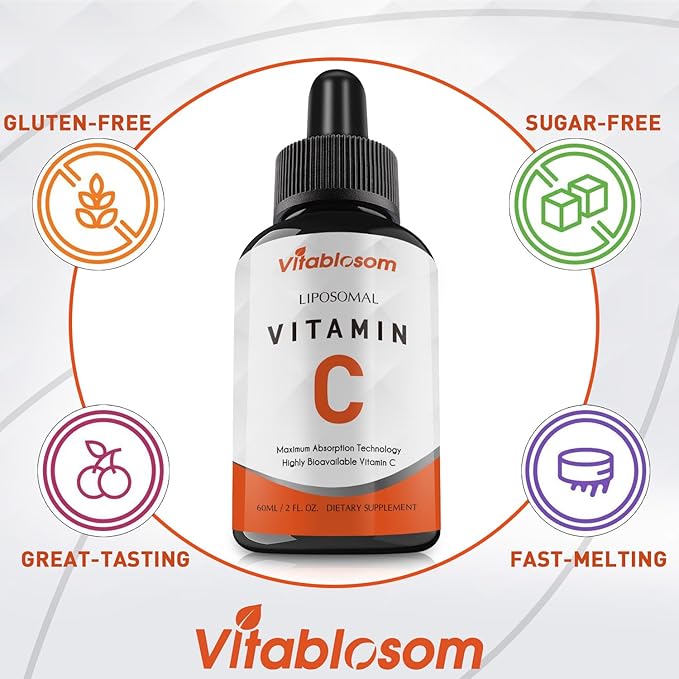 Liposomal Vitamin C 2000mg Liquid for Adults, High Absorption VIT C ，Maximize Vitamin C, for Immune System & Antioxidant, 60ML (3 Bottles)