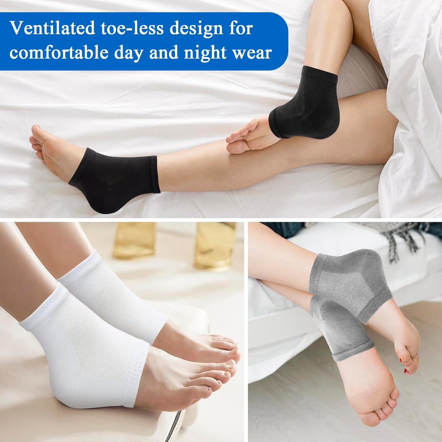 Moisturizing Socks,12 Pairs toeless Socks for Women for Dry Cracked Heel Treatment,Cracked Heel,msilicone Socks for Women