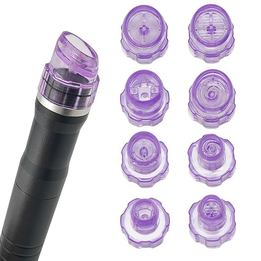 Elitzia Plastic Hydro Dermabrasion Microderma Heads Hydra Facial Aqua Peel Tips Water Peeling Caps Facial Care Skin Cleaning Tool Beauty Machine Replacement Spare Parts 8pcs Per Set （Purple）