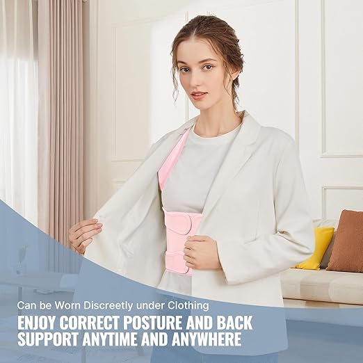 Back Brace and Adjustable Posture Corrector And Trainer for Women and Men , Back Straightener , Scoliosis and Hunchback Correction , Back Pain , Spine Support , Pink , Medium (Waist 34-41 Inch)