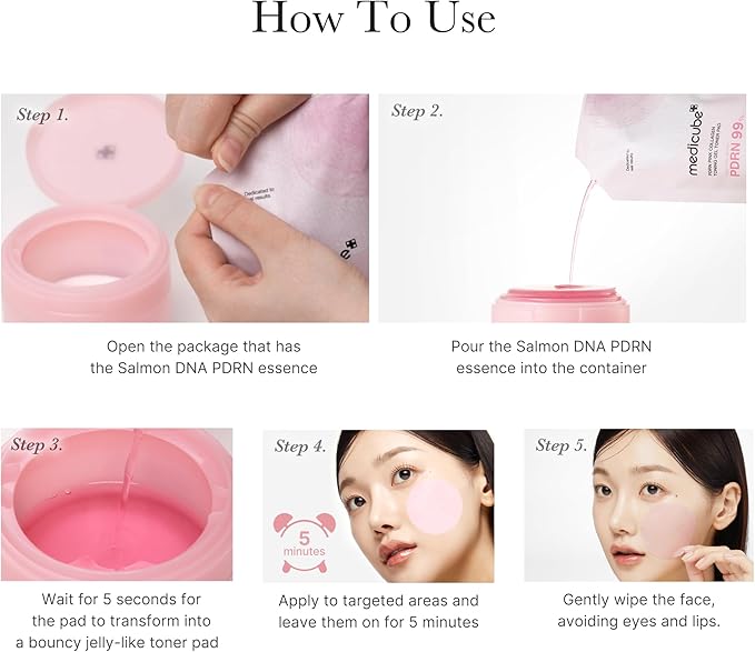 medicube Salmon DNA PDRN Pink Collagen Jelly Pad | Korean Gel Toner Pads with Niacinamide, Madecassoside, Retinol | Soothing, Radiance & Uneven Skin Tone | Korean Skin Care | 70Pads