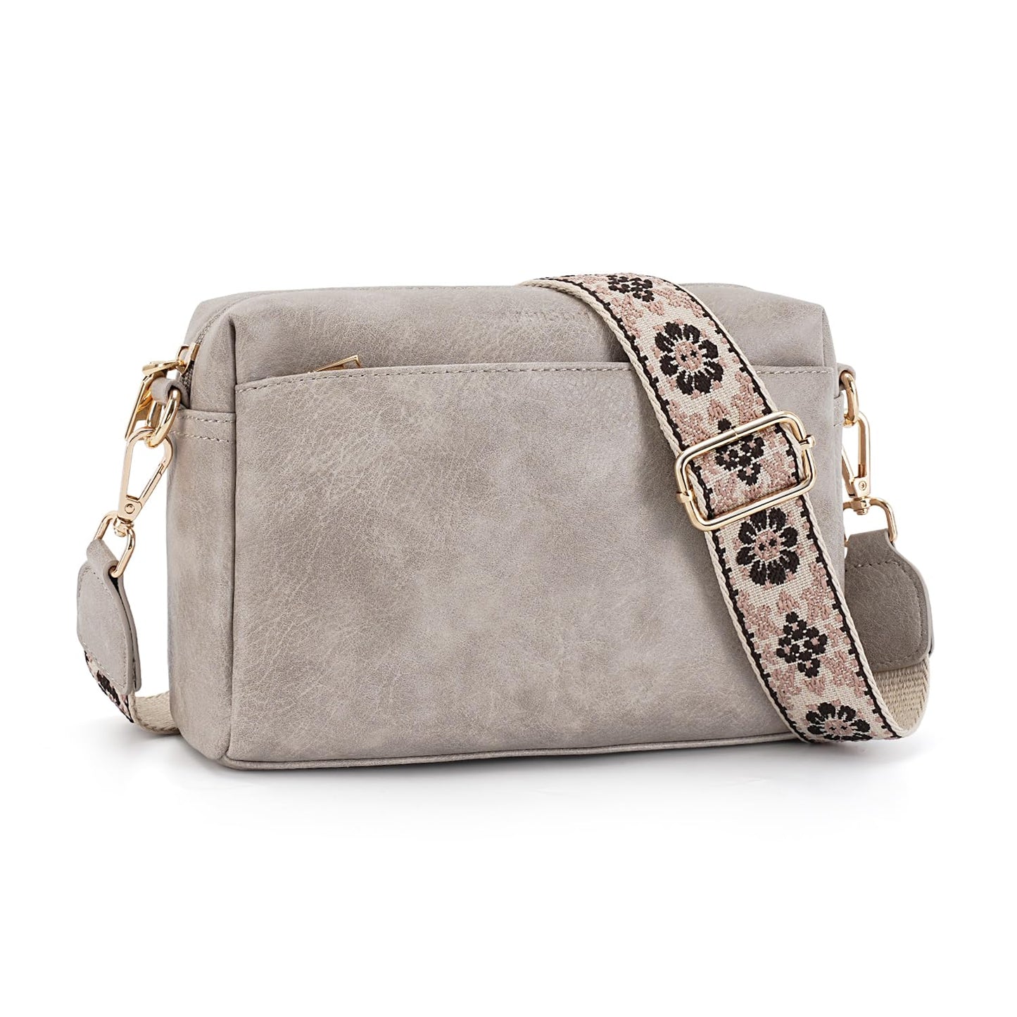 APHISON Small Crossbody Bags for Women, Triple Zip Crossbody Cell Phone Purse Shoulder Handbags with Adjustable Strap Gray