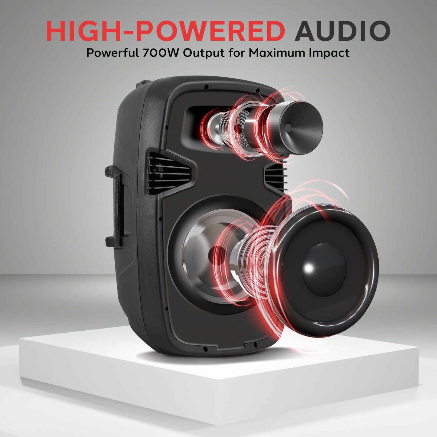 Pyle Powered Bluetooth PA Speaker Kit - Event Ready - Just Plug In and Play Active and Passive 350w Loudspeakers with Wired Microphone, Speaker Stands, Remote - MP3/USB/SD/AUX inputs - PPHP849KT