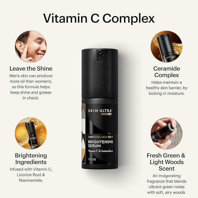 MANSCAPED® Skin Ultra™ Daily Regimen - Men's Skincare Routine Essentials with Face Wash, Face Moisturizer & Brightening Serum Formulated with A Ceramide Complex for Cleansing, Exfoliating & Hydration