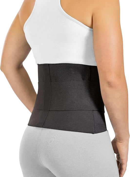 BraceAbility Elastic Low Back Brace - Compression Lower Back Support Belt for Sciatica, Heavy Lifting at Work, Herniated Disc, Workouts, Sleeping, Lumbar Support, Back Pain in Women and Men (S/M)