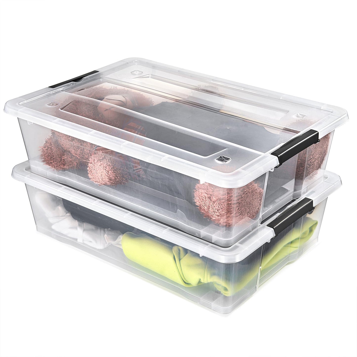Sorbus 40 Qt Plastic Storage Bins with Lids for Under Bed Storage - Clear, Stackable Storage Containers, Large Organizing Boxes, Heavy Duty Totes for Clothes, Dorm Essentials (2 Pack)
