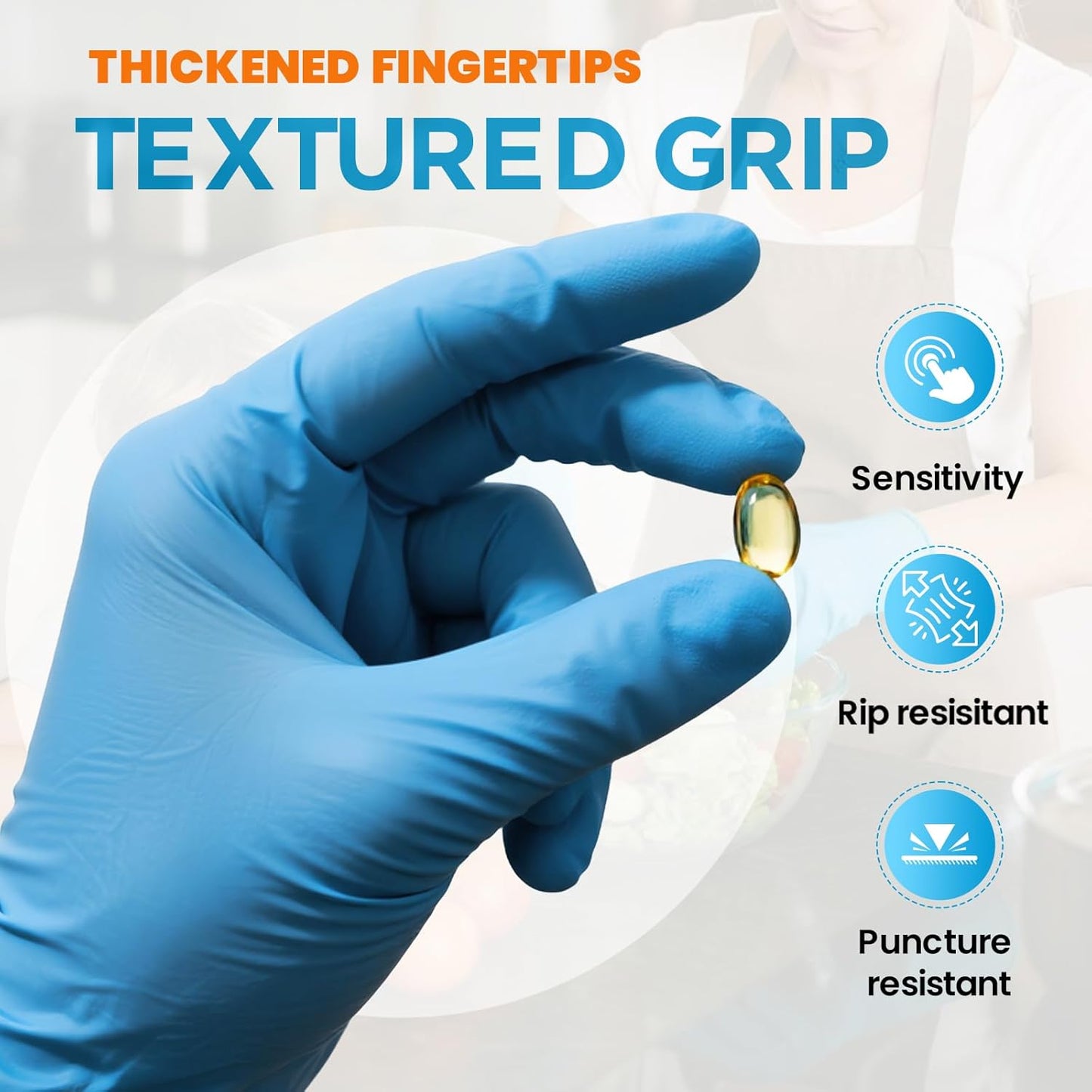 Nitrile Exam Gloves 6mil – Latex-Free, Powder-Free, Textured for Cleaning and Food Handling(Blue of 1000, Medium)