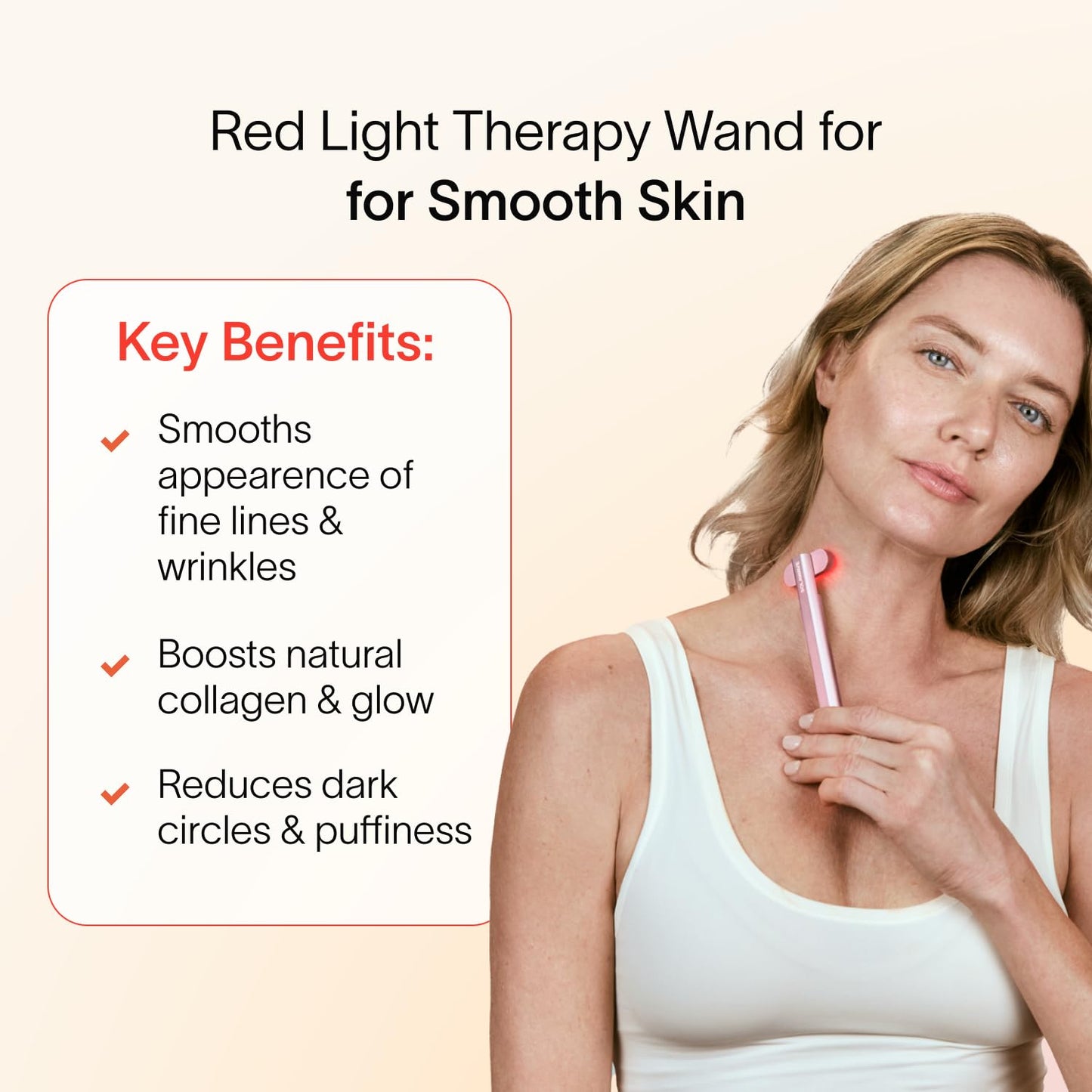 Solawave 4-in-1 Red Light Therapy Wand for Face & Neck | Beauty Device with Galvanic Current, Massager & Warmth | Anti-Aging, Wrinkle Reduction, Skin Tightening, Depuffing & Rejuvenation (Rose Gold)