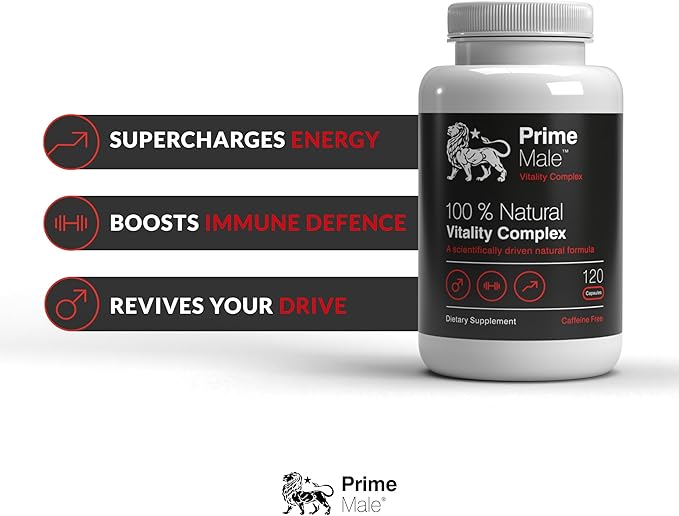 Vitality – Natural Testosterone Booster for Men Over 30 – Energy, Strength, Libido & Muscle Support – 120 Capsules (30-Day Supply)