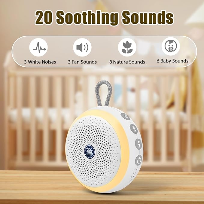 Sound Machine for Baby – White Noise Sound Machine with Night Light for Baby Nursery – Portable Sleep Machine with Rain Sounds, Sleep Music & Relaxing Sleep Aid