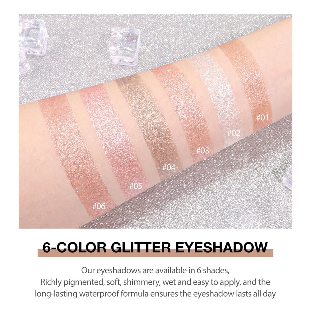 Champagne Pink Rose Monochrome Shimmer Eyeshadow Palette Makeup,Long Lasting Naturing-Looking Lightweight Glitter Single Eyeshadow,Neutral Powde Eye Shadow for Older Women