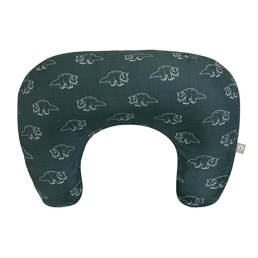Boppy Nursing Pillow, Forest Green Dinos, Larger, More Supportive Pillow for Breastfeeding and Bottle Feeding; Firmer Fill, Higher Lift, Larger Area Than Original Nursing Pillow; JPMA Certified