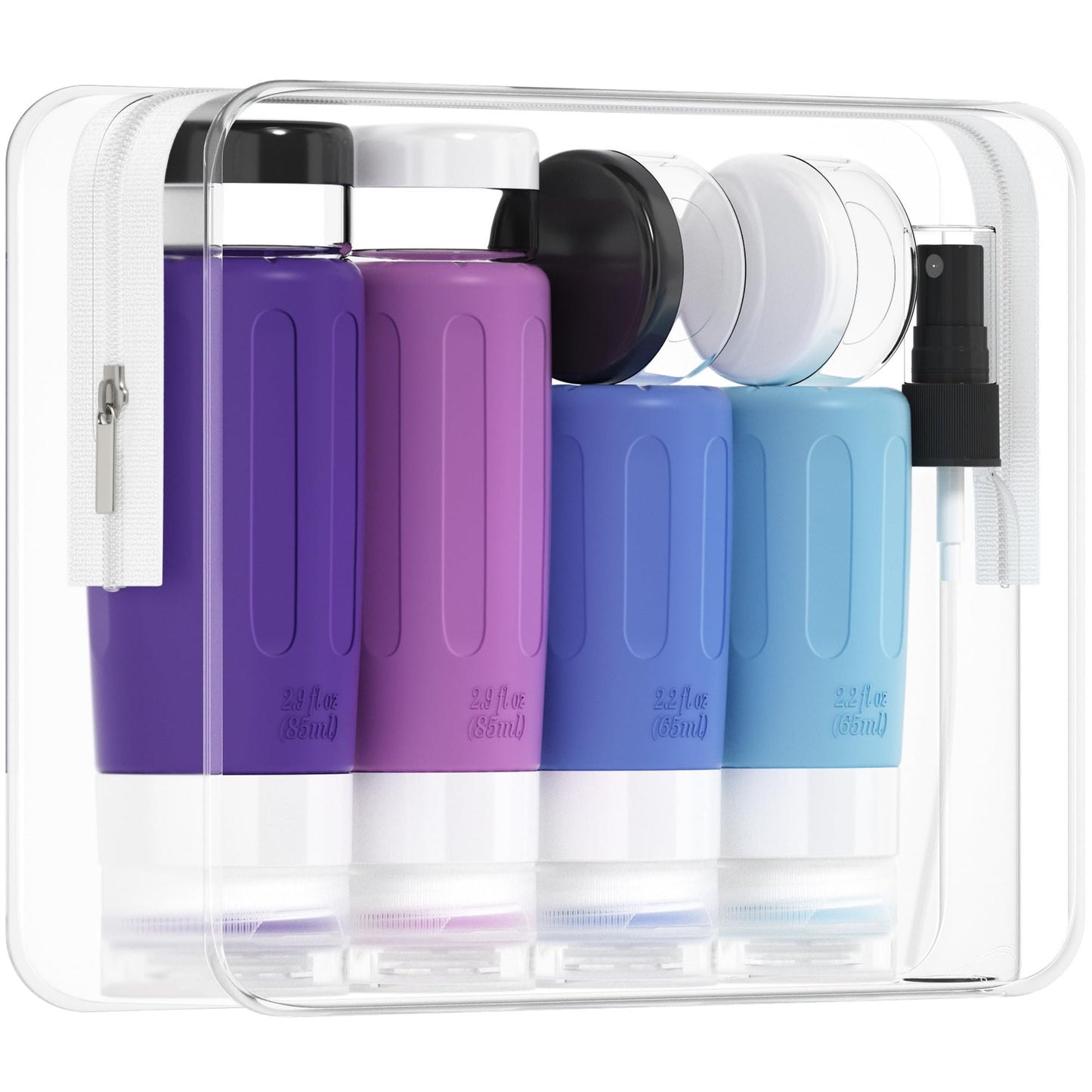 Morfone 16 Pack Silicone Travel Bottles Set for Toiletries TSA Approved Travel Containers Leakproof Squeezable Refillable Accessories 2oz 3oz Travel Essentials for Shampoo Lotion Liquids (BPA Free)